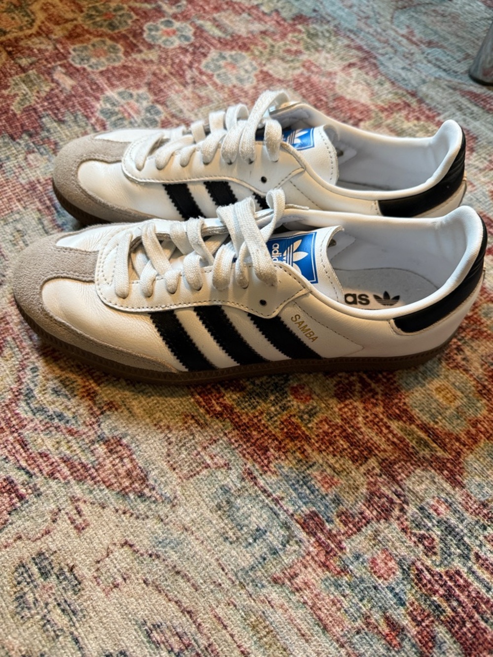 adidas Samba White Black Suede-Trim Sneakers